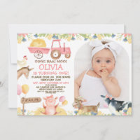 Pink Tractor Arch Farm Animals 1st Birthday