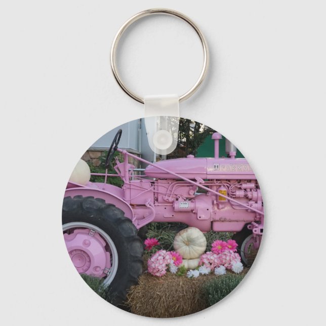 Pink Tractor Key Ring (Front)
