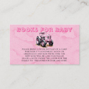 Pink Tractor Watercolor Girl Books For Baby Enclosure Card