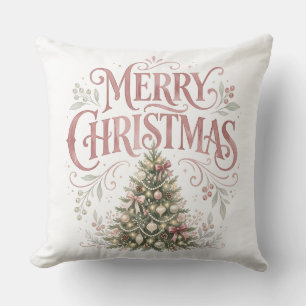 Pink Traditional Christmas Tree   Pinkmas Cushion