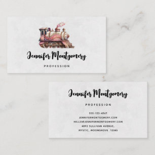 Pink Train Engine Vintage Steampunk Style Business Card