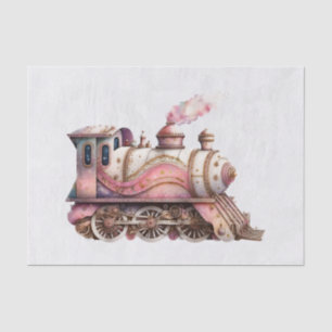 Pink Train Engine Vintage Steampunk Style Tissue Paper