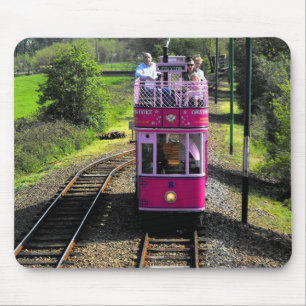 Pink tram at passing place mouse mat