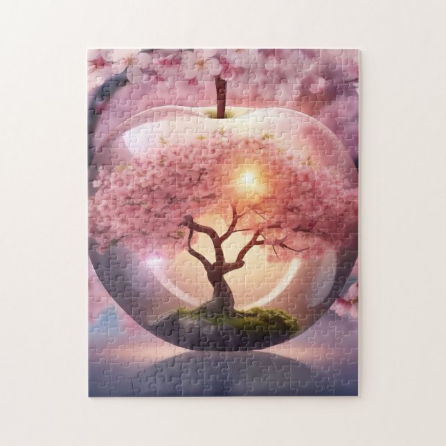 Pink Translucent Apple With Apple Tree Scene, Jigsaw Puzzle (Vertical)