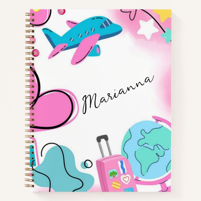 Pink Travel The World Girls  Notebook (Front)