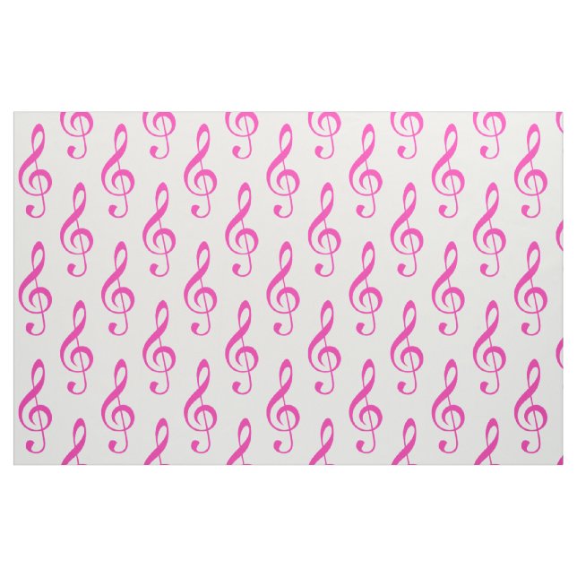 Pink Treble Clef Pattern Fabric (Fat Quarter)