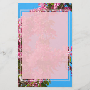Pink Tree Blossom and Blue Sky Stationery