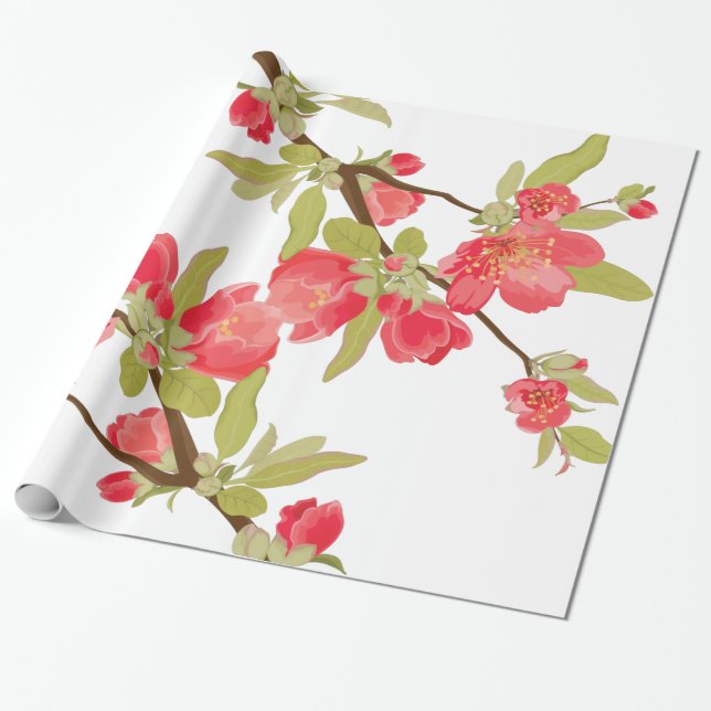 Pink Tree Blossoms Gift Wrap (Unrolled)