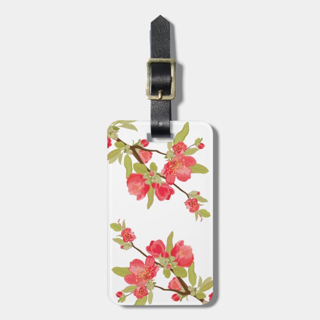 Pink Tree Blossoms Luggage Tag (Front Vertical)