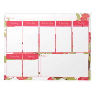 Pink Tree Blossoms Weekly Calendar Notepad