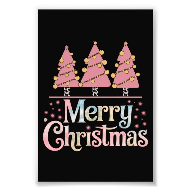 Pink Tree Christmas Holiday Winter Girl  Photo Print (Front)