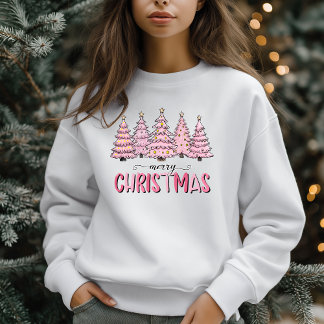 Pink Tree Christmas Winter Holiday Sweatshirt