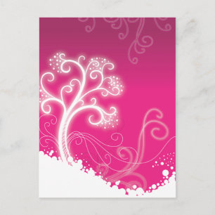 Pink Tree Cute Girly Retro Floral Fashion Postcard