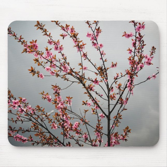Pink tree flowers mouse mat (Front)