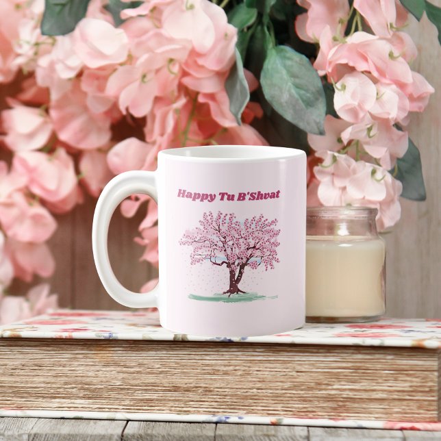 Pink Tree Happy Tu B'shvat Coffee Mug (Creator Uploaded)