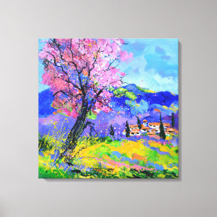 Pink tree in Provence Canvas Print