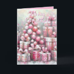 Pink Tree & Presents Personalised Christmas Card<br><div class="desc">Pink Tree & Presents</div>