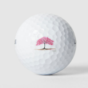 Pink tree Watercolor Nature Cherry blossom floral Golf Balls