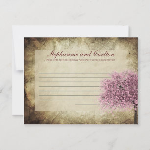 Pink Tree Wedding Writable Advice Card