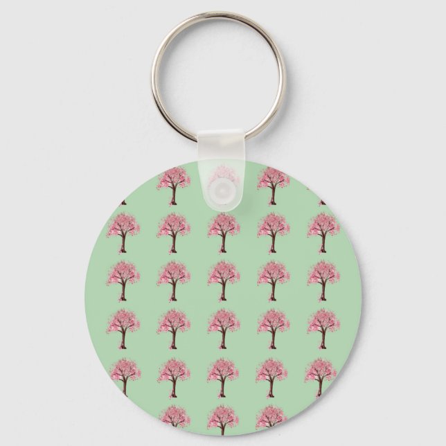 Pink Trees Pattern Key Ring (Front)