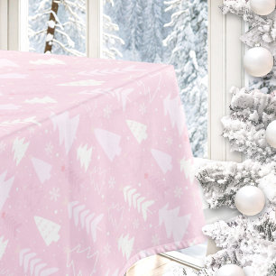 Pink Trees Winter Christmas Tablecloth