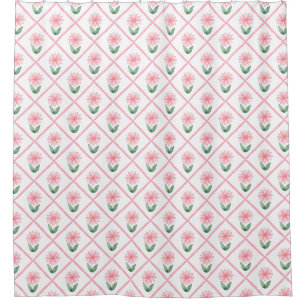 Pink trellis floral grandmillenial classic pretty shower curtain