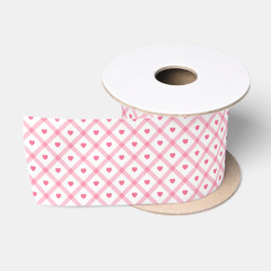 Pink Trendy Heart Valentines Day Collection Satin Ribbon