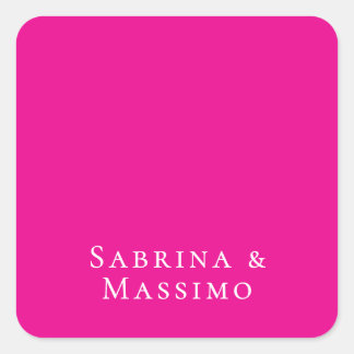 Pink Trendy Modern Minimalist Your Name Square Sticker