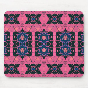 Pink Trendy Ornamental Geometric Pattern Mouse Mat