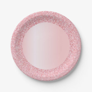 Pink Trendy Rose Gold Glitter Elegant Template Paper Plate