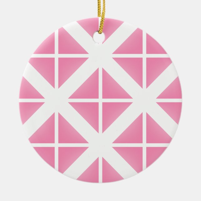 Pink Trendy Triangle Pattern Ceramic Tree Decoration (Front)