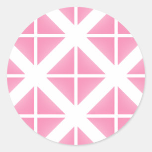 Pink Trendy Triangle Pattern Classic Round Sticker