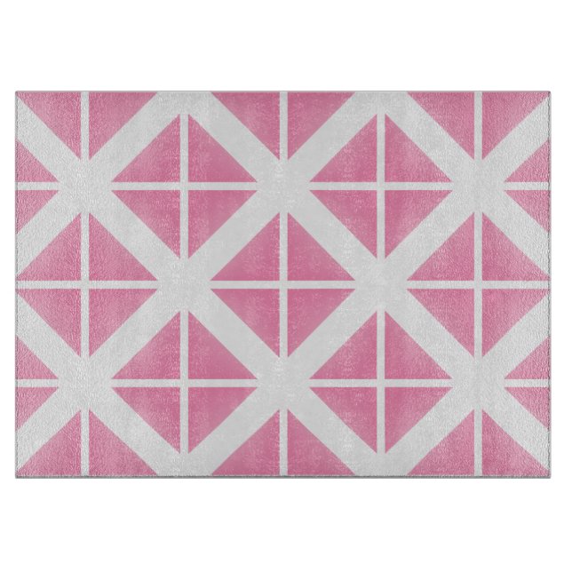 Pink Trendy Triangle Pattern Cutting Board (Front)