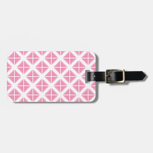 Pink Trendy Triangle Pattern Luggage Tag (Front Horizontal)