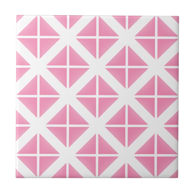Pink Trendy Triangle Pattern Tile (Front)