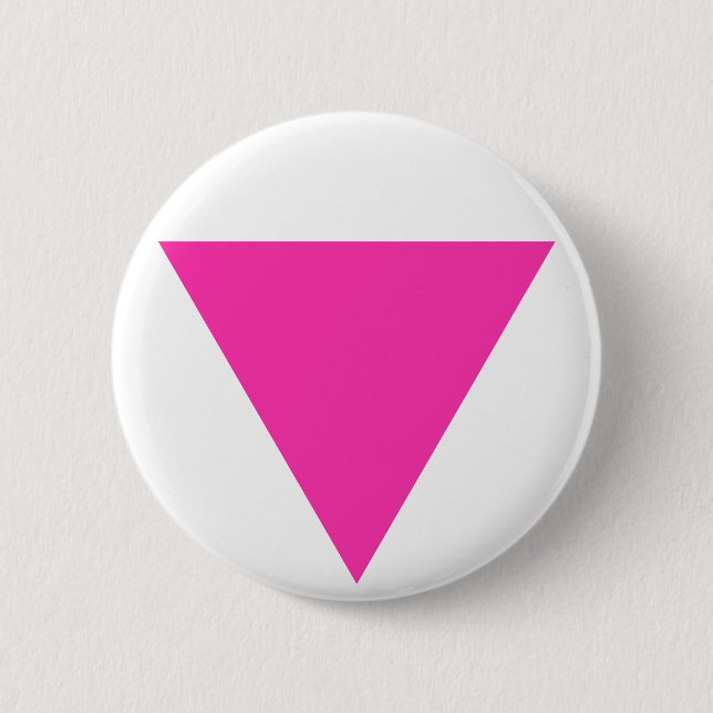 pink triangle. 6 cm round badge (Front)