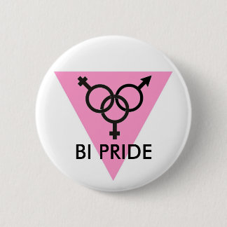 PINK TRIANGLE BI PRIDE SYMBOL 6 CM ROUND BADGE