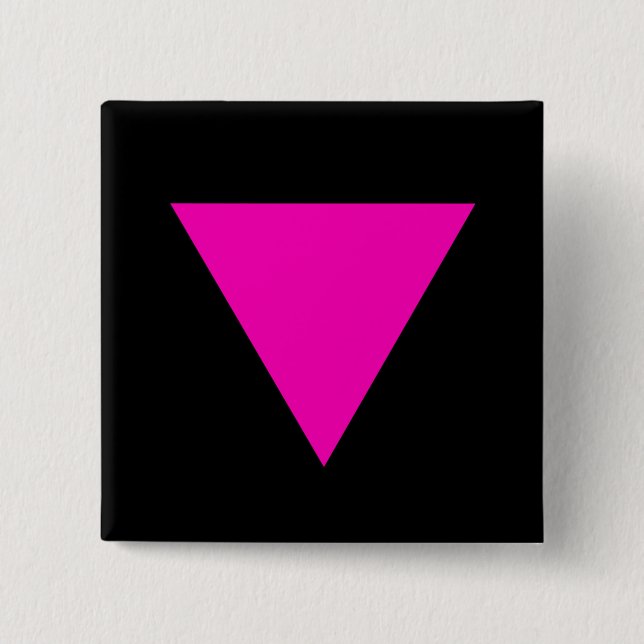 "PINK TRIANGLE" GAY PRIDE 15 CM SQUARE BADGE (Front)