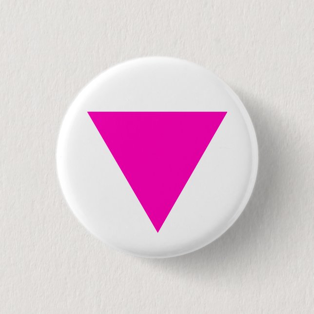 "PINK TRIANGLE" GAY PRIDE 3 CM ROUND BADGE (Front)