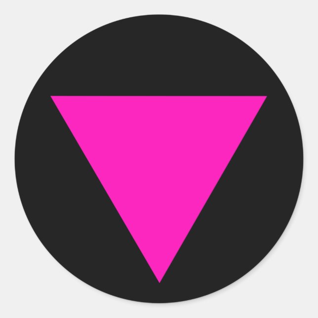"PINK TRIANGLE" GAY PRIDE CLASSIC ROUND STICKER (Front)