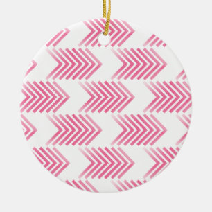 Pink Tribal Arrow Pattern Ceramic Tree Decoration