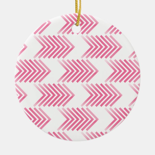 Pink Tribal Arrow Pattern Ceramic Tree Decoration (Front)
