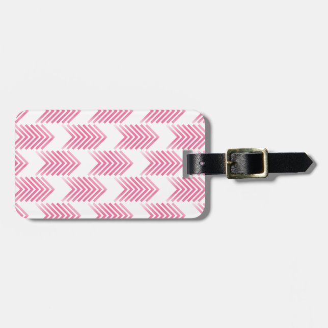 Pink Tribal Arrow Pattern Luggage Tag (Front Horizontal)