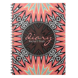 Pink Tribal Modern Aztec Girl Diary Notebook