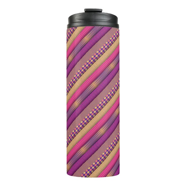 Pink Tribal Stripes Geometric Pattern  Bold Ethnic Thermal Tumbler (Front)
