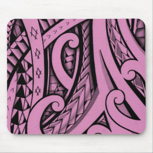 Pink tribal tattoo design in Maori style Mouse Mat