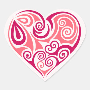 Pink tribal tattoo heart symbol girly love art heart sticker