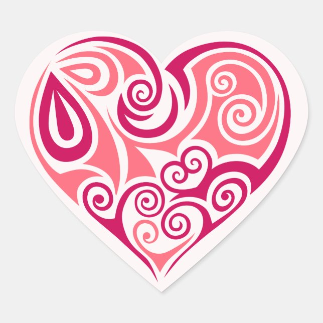 Pink tribal tattoo heart symbol girly love art heart sticker (Front)