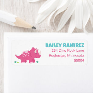 Pink Triceratops Dinosaur Return Address