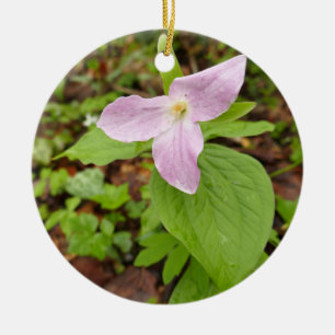 Pink Trillium Flower Ceramic Tree Decoration